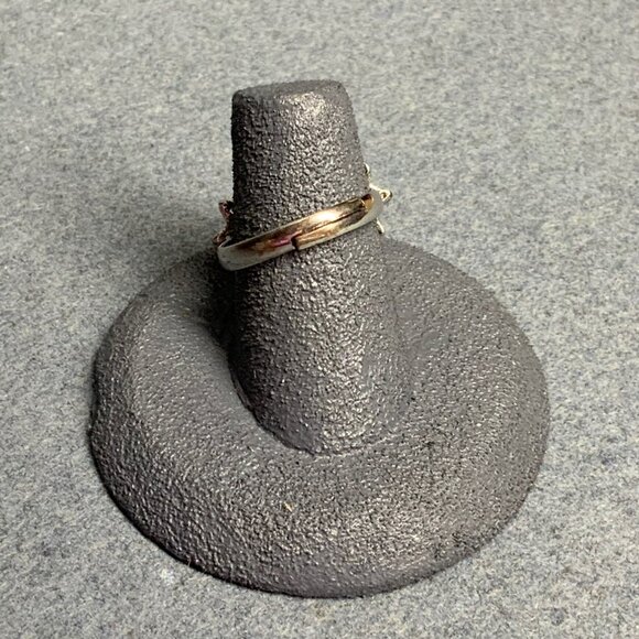 Adjustable Flower Ring Size 7+ Silver Blue Rhinestone Sparkly Leaves Bling Glam - Picture 3 of 5